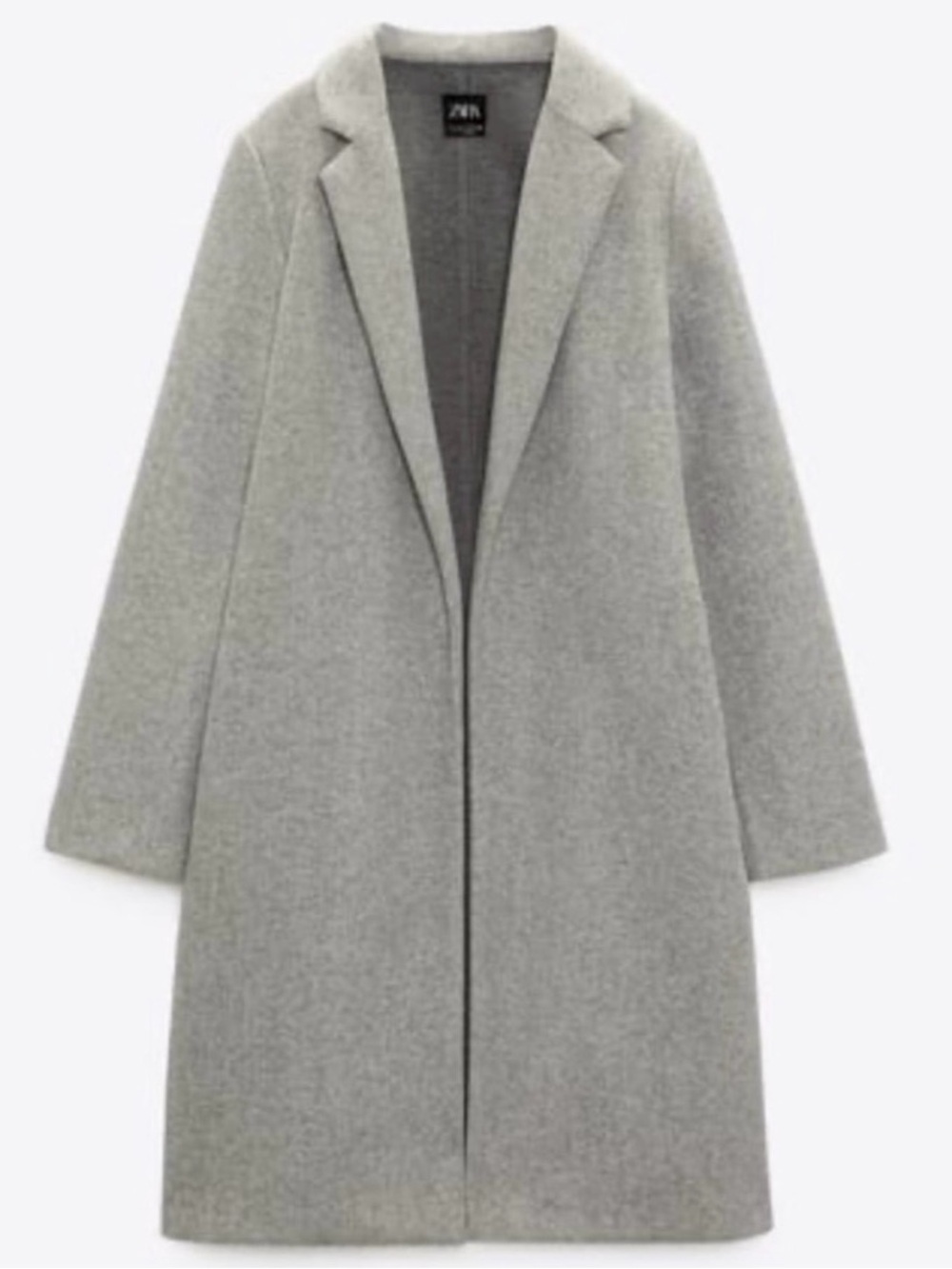 Zara Gray Open Front Lapel Coat | Size M